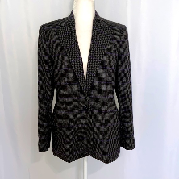 Lauren Ralph Lauren Wool Blend Suit Jacket Purple Multi - Picture 4 of 12